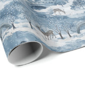 雪景色と鹿の冬の景色 ラッピングペーパー (ロールコーナー)