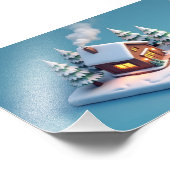 雪景色に居心地の良い冬のキャビン フォトプリント (角)