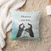 雪景色に愛らしいペンギンベビー クッション (ブランケット)