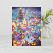 雪景色のクリスマスビレッジ　予算クリスマス シーズンカード (スタンド正面)