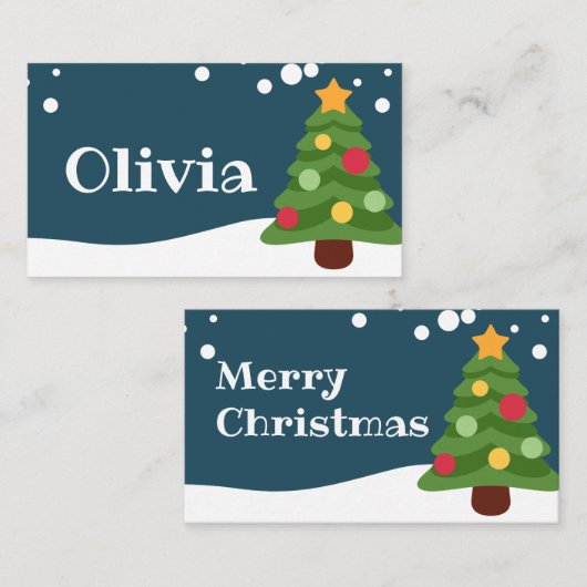 雪景色のクリスマス プレイスカード (正面/裏面)