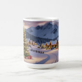 雪景色のクリスマス ライトの風景 コーヒーマグカップ (中央)