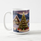雪景色のクリスマス ライトの風景 コーヒーマグカップ (左)