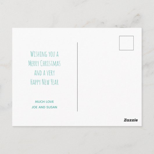 雪景色のシーンがくまと雪だるまクリスマス ポストカード (裏面)