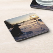 雪景色のドッグシルエット コースター (左側)