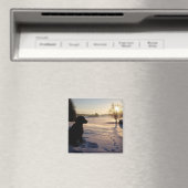 雪景色のドッグシルエット マグネット (インサイチュ (食洗機))