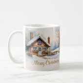 雪景色のメリークリスマスキャビン コーヒーマグカップ (左)