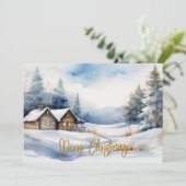 雪景色のメリークリスマスキャビン シーズンカード (スタンド正面)
