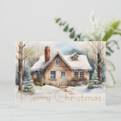 雪景色のメリークリスマスキャビン シーズンカード (スタンド正面)