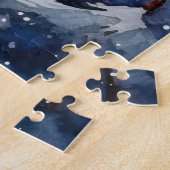 雪景色の中の山景色と村 ジグソーパズル (側面)