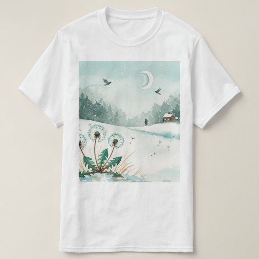 雪景色の冬の風景 Tシャツ (デザイン正面)