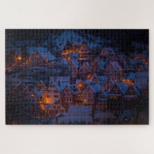 雪景色の家々 ジグソーパズル (横)