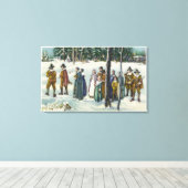 雪景色の教会へ行く巡礼者 キャンバスプリント (インサイチュ (ウッドフロア))