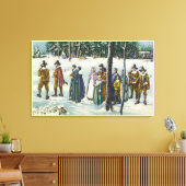 雪景色の教会へ行く巡礼者 キャンバスプリント (インサイチュ (リビング))