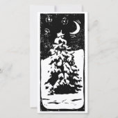 雪景色の松の木のリンゴ版画 シーズンカード (正面)