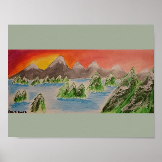 雪景色アクリル絵画のポスター ポスター (正面)