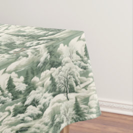 雪景色エレガントの緑のトイル テーブルクロス
