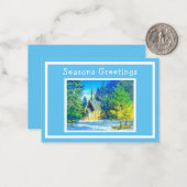 雪景色クリスマスカードの教会 ノートカード (正面/裏面インサイチュ)