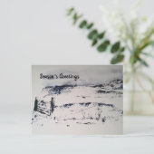 雪景色クリスマスシーンクリスマスカード シーズンポストカード (スタンド正面)