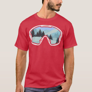 雪景色スキーヤーのスキー休暇を伴うスキーゴーグル Tシャツ