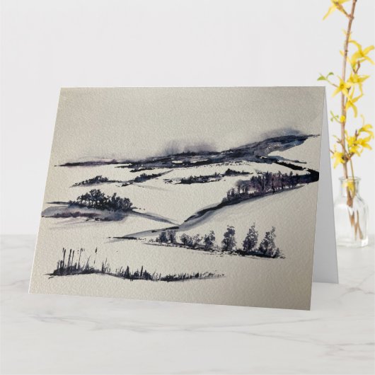 雪景色 カード (黄色い花)