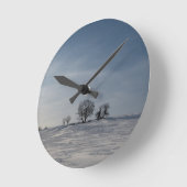 雪景色 ラウンド壁時計 (傾斜)