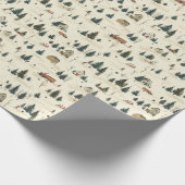 雪景色:松の木とキャビン ラッピングペーパー (角)