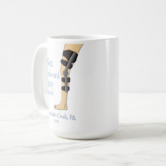 雪最高の盤の旅おもしろいは膝のブレース コーヒーマグカップ (正面左)