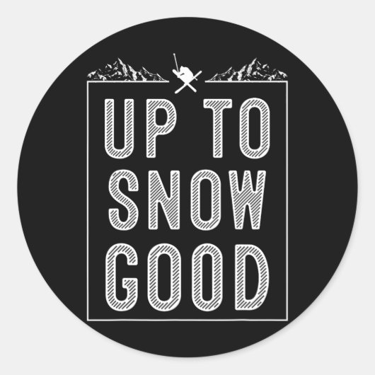 雪最高の盤スキー乗りギフトかわいいスキーヤーズマン ラウンドシール (正面)