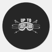 雪最高の盤スキー乗りギフトかわいいスキーヤーズマン ラウンドシール (正面)