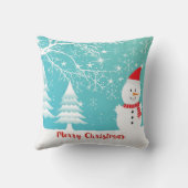 雪木雪だるまと雪片 クッション (裏面)