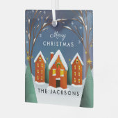 雪村ウィンターシーンクリスマス ガラスオーナメント (正面左)