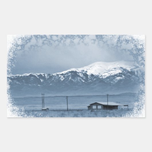 雪来が降る（クリスマス） 長方形シール (正面)