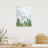 雪松林水彩画ポスター ポスター (キッチン)