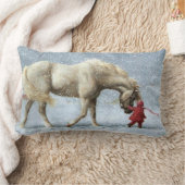 雪枕の馬と女 ランバークッション (ブランケット)