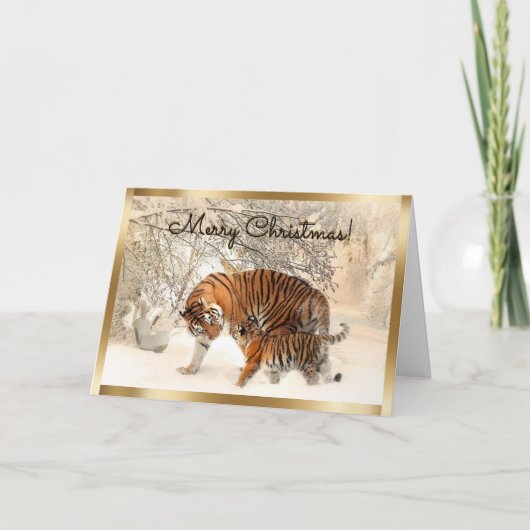 雪林のベビー虎と虎の母 シーズンカード (正面)