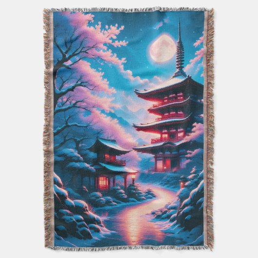 雪桜の寺 (Yukizakura no Tera)  スローブランケット (正面縦)