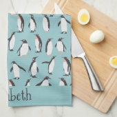 雪模様のペンギン キッチンタオル (四つ折り)