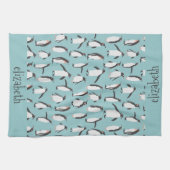 雪模様のペンギン キッチンタオル (横)