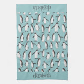 雪模様のペンギン キッチンタオル (縦)