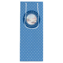 雪橋の水の色の風景クリスマス ワインギフトバッグ