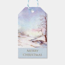 雪橋の水彩風景絵画ズ ギフトタグ