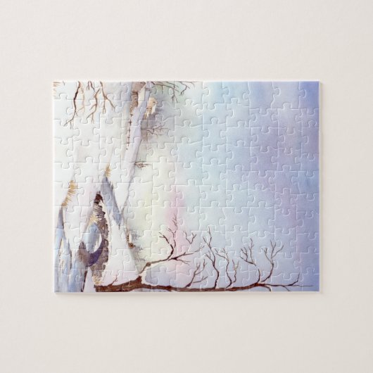 雪橋の水彩風景絵画ズ ジグソーパズル (横)