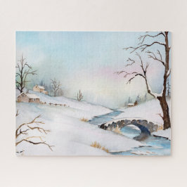 雪橋の水彩風景絵画ズ ジグソーパズル