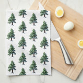 雪水模様絵画松 キッチンタオル (四つ折り)