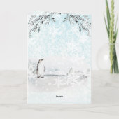 雪氷のアークティックペンギンウォーターカラーホリデイ シーズンカード (裏面)