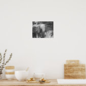 雪氷松針葉白黒自然プリント ポスター (キッチン)