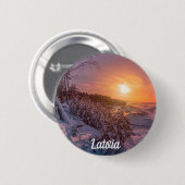 雪海沿岸の夕日6cm丸バッジ 缶バッジ (正面&裏面)