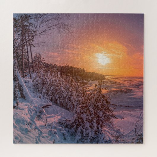 雪海沿岸の夕日 ジグソーパズル (横)