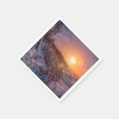 雪海沿岸の夕日 スタンダードカクテルナプキン (角)